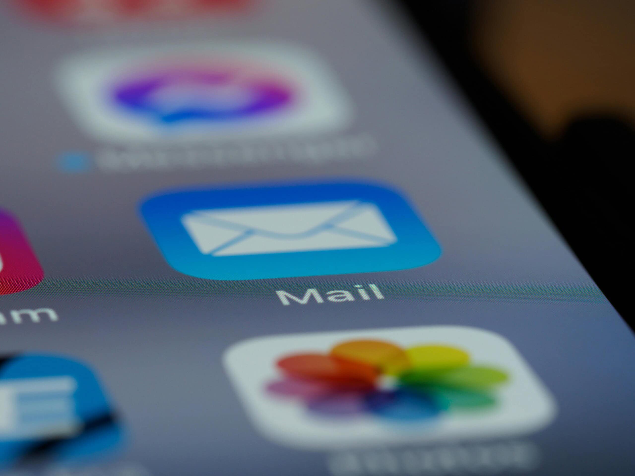 A sleek smartphone interface displaying the Mail app among other productivity tools, an essential platform for Email Marketing Automation in New York.